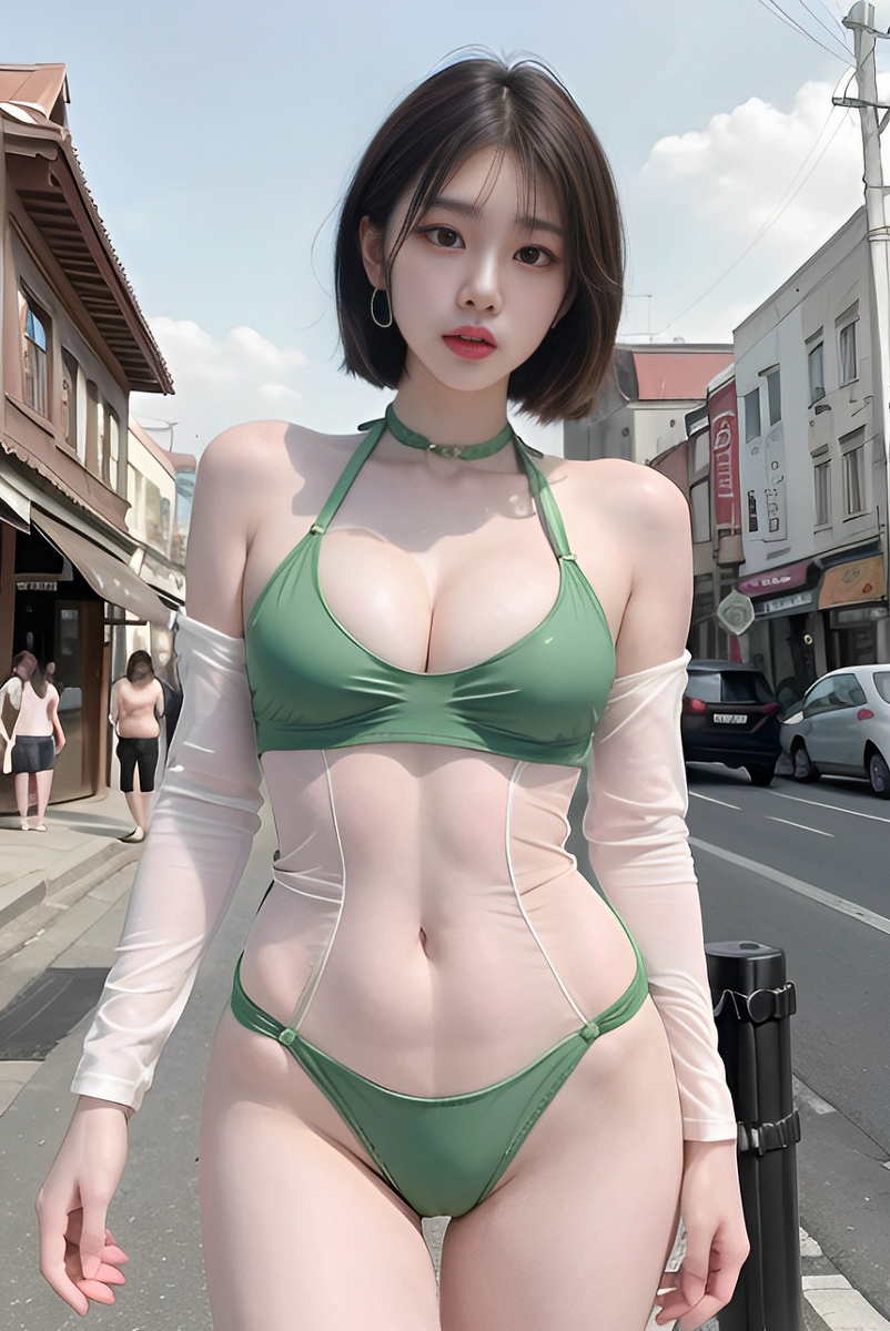 AI生成美女~As D-ショートヘア(泳裝)