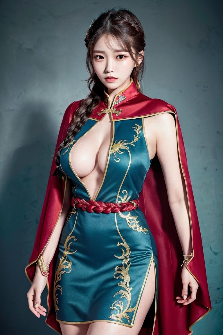 AI生成美女~AiMakeGirl-cape with a midi dress（斗篷搭配中長連衣裙）