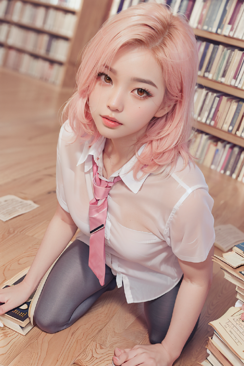 Pink leggings girl at Libarary