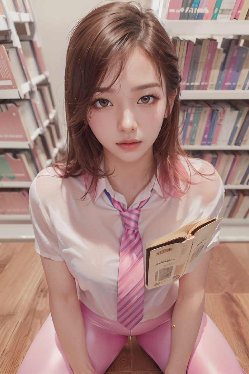 Pink leggings girl at Libarary
