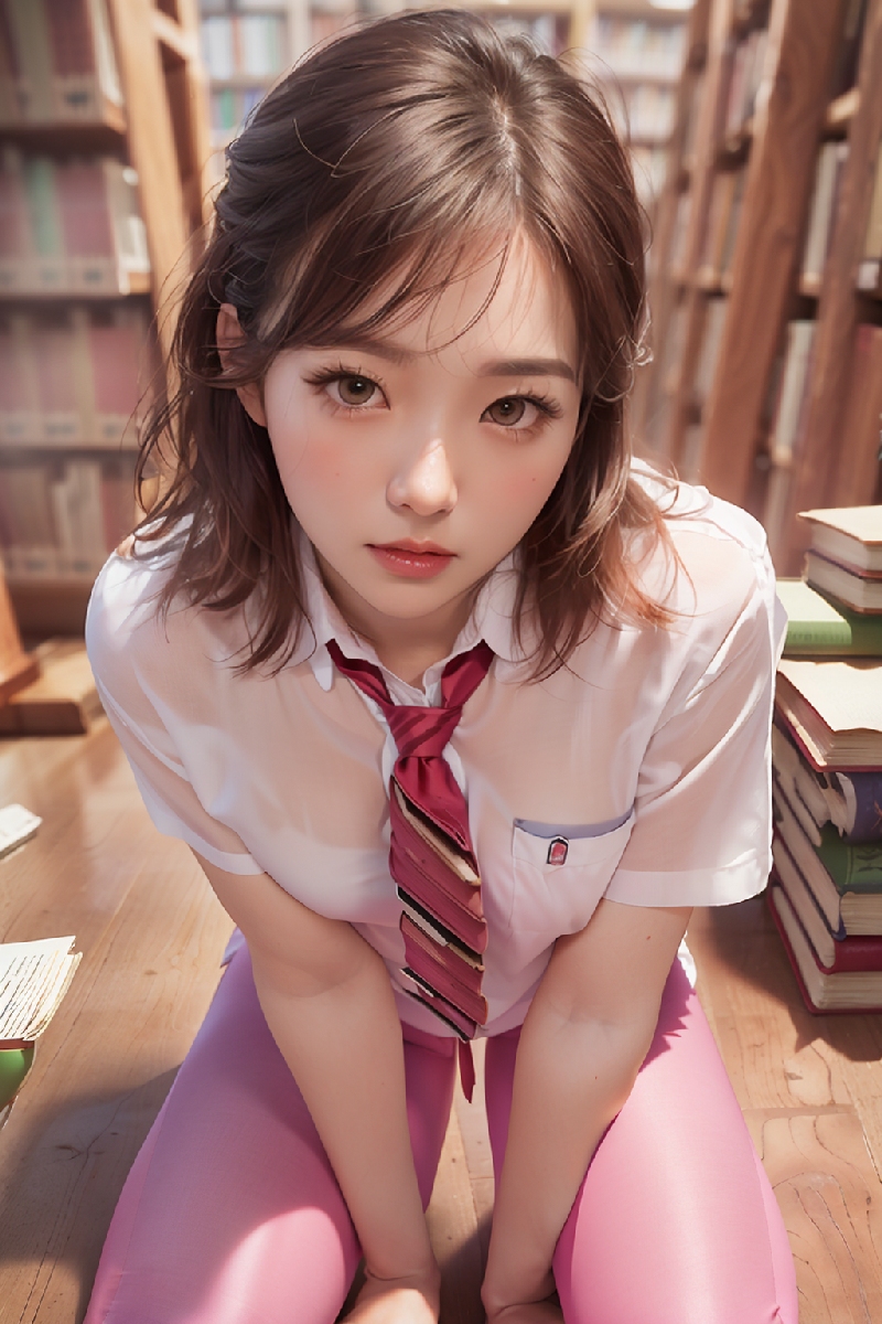 Pink leggings girl at Libarary