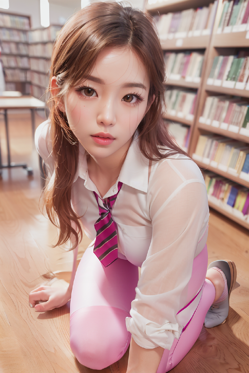 Pink leggings girl at Libarary