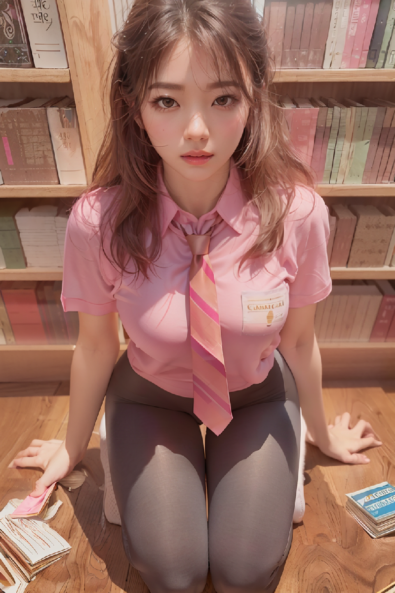 Pink leggings girl at Libarary