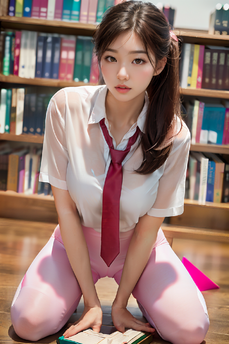 Pink leggings girl at Libarary
