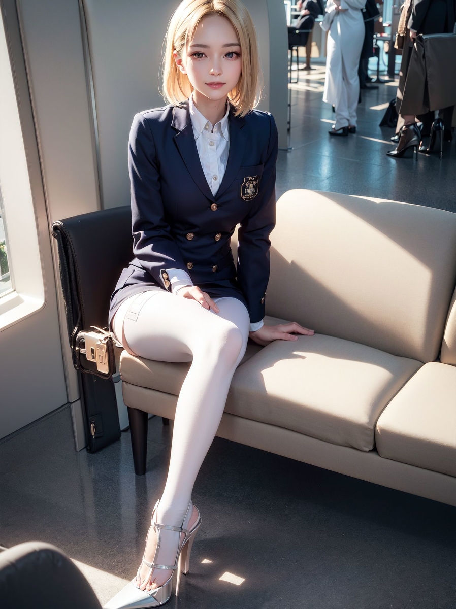 AI Generation ~ Chris - Black yarn White yarn (black and white stockings)