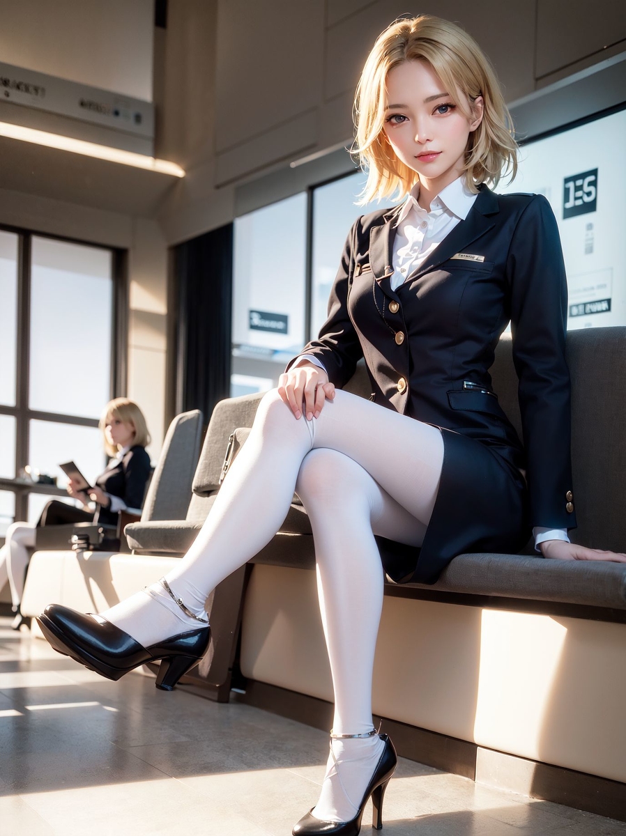 AI Generation ~ Chris - Black yarn White yarn (black and white stockings)