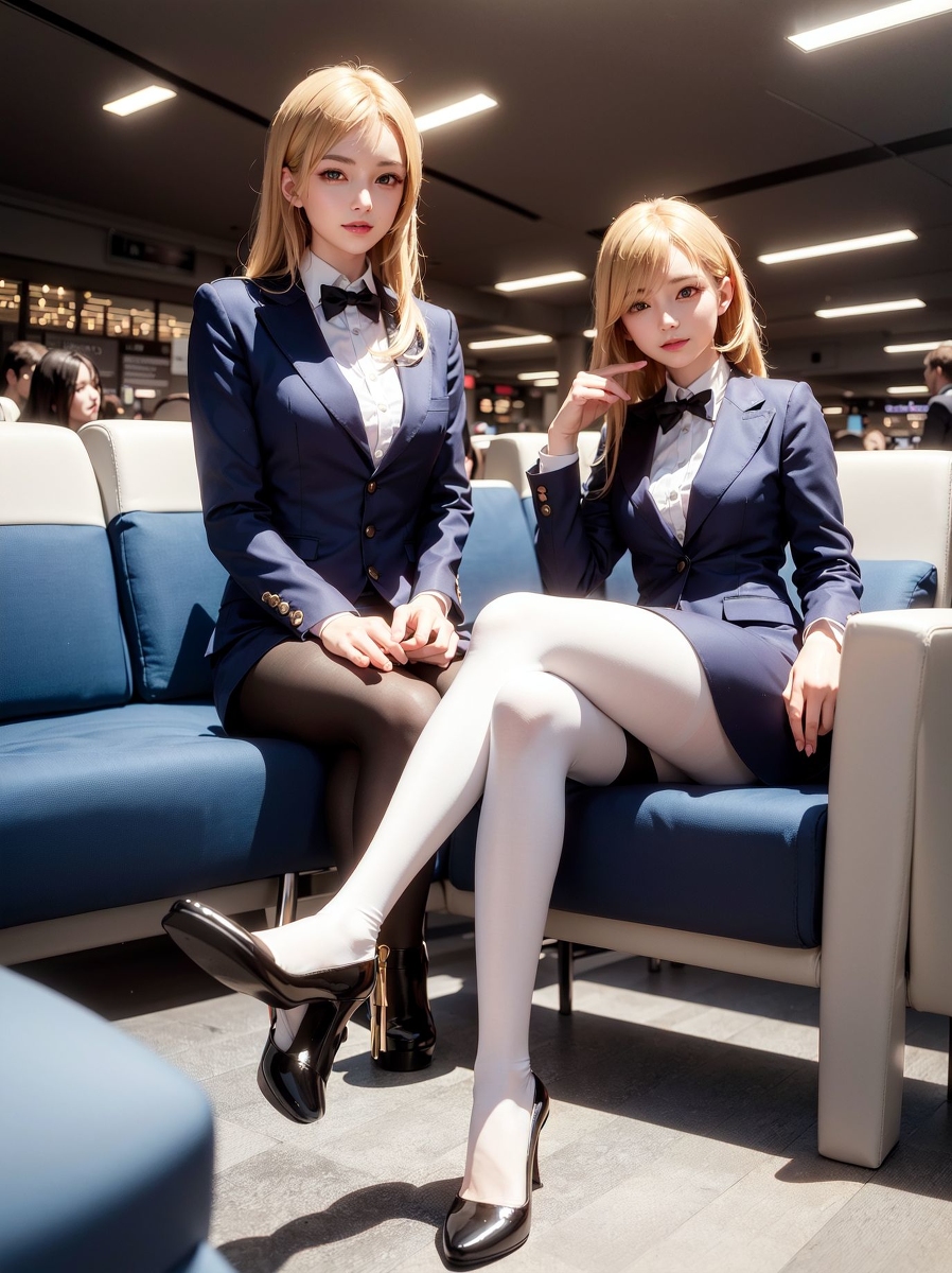 AI Generation ~ Chris - Black yarn White yarn (black and white stockings)