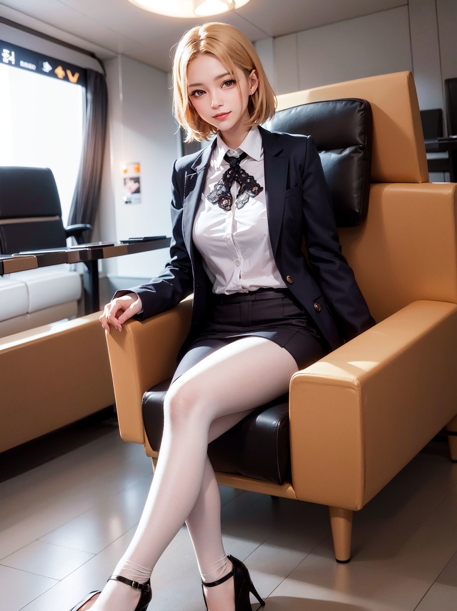 AI Generation ~ Chris - Black yarn White yarn (black and white stockings)