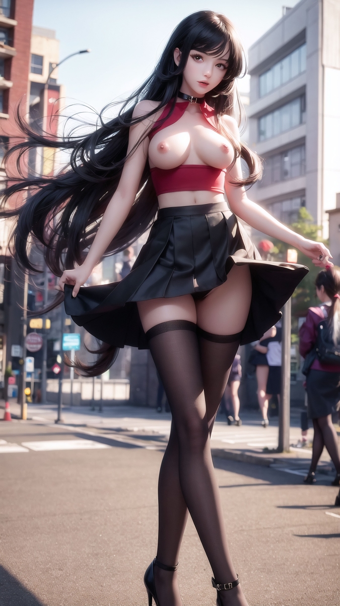 🔞AI-generated ~ Chris - skirt in black (black skirt)