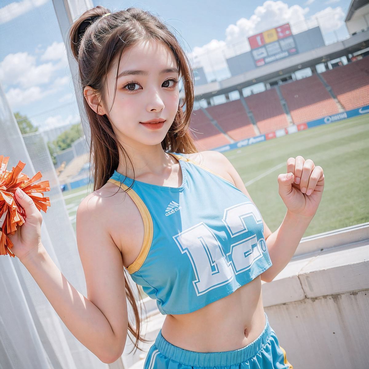 AI generation ~ AI OFUG-The girl is a cheerleader cosplayer (she dresses as a