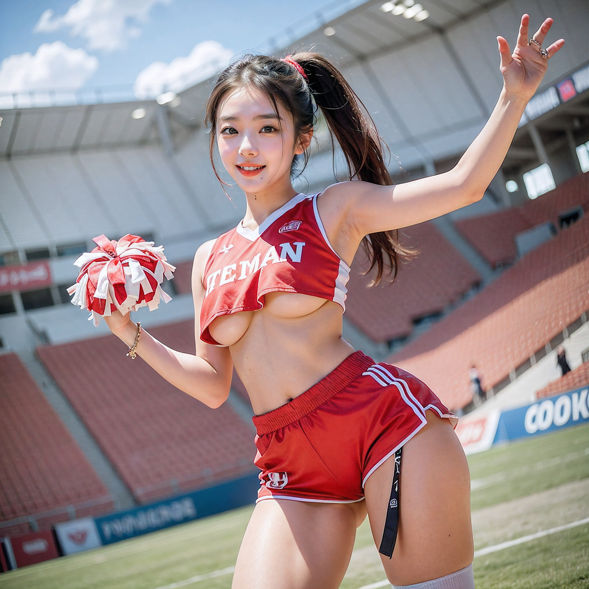 AI generation ~ AI OFUG-The girl is a cheerleader cosplayer (she dresses as a
