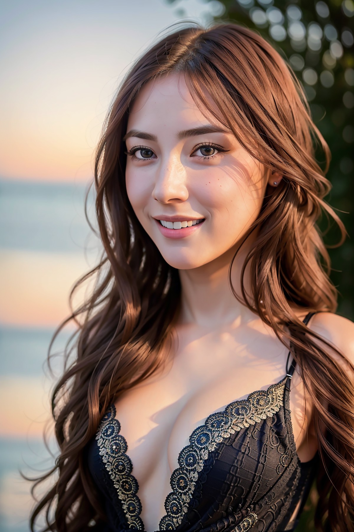 AIModel Vol.103 Long Black Lace Sun Robe