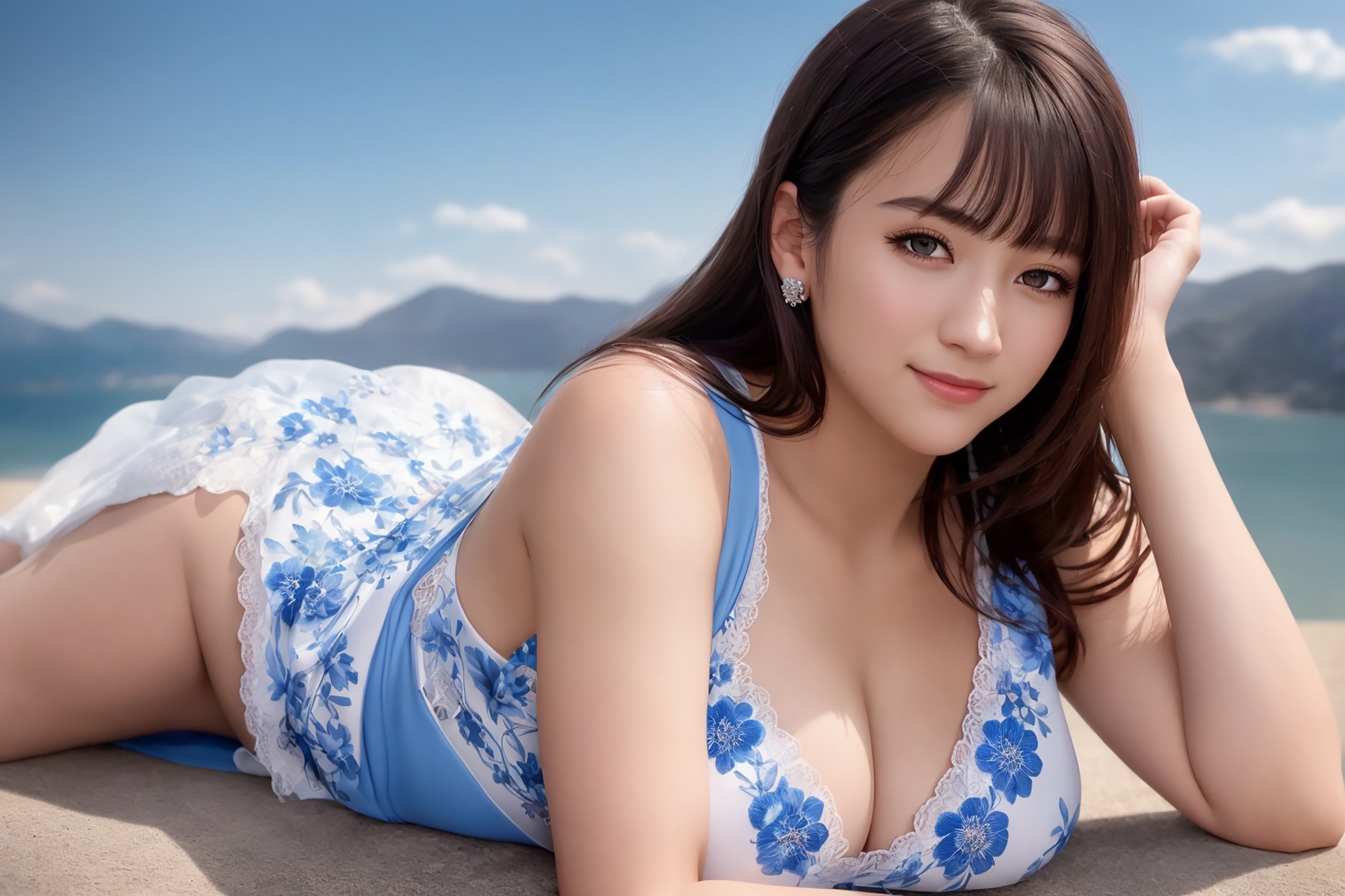 AIModel Vol.104 Blue And White Dress