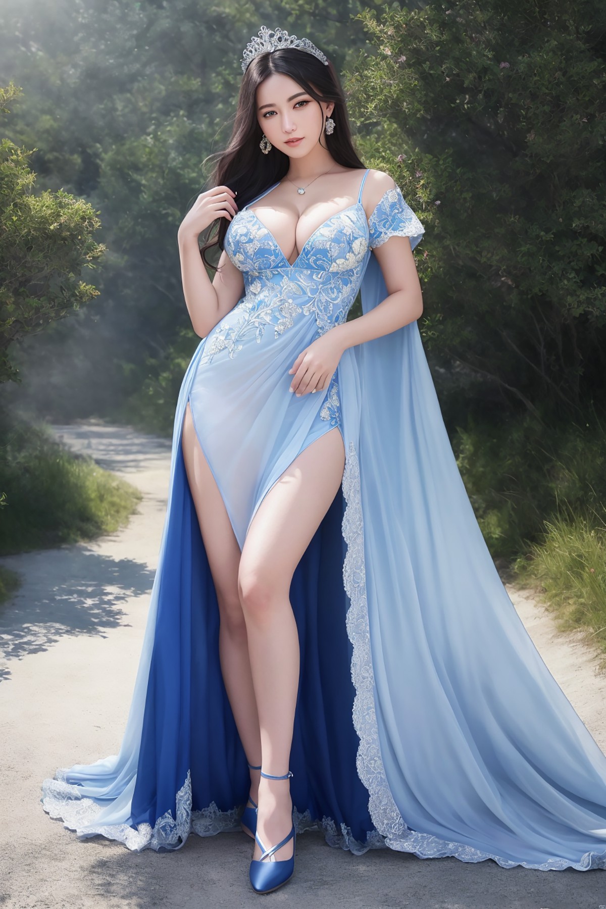 AIModel Vol.104 Blue And White Dress