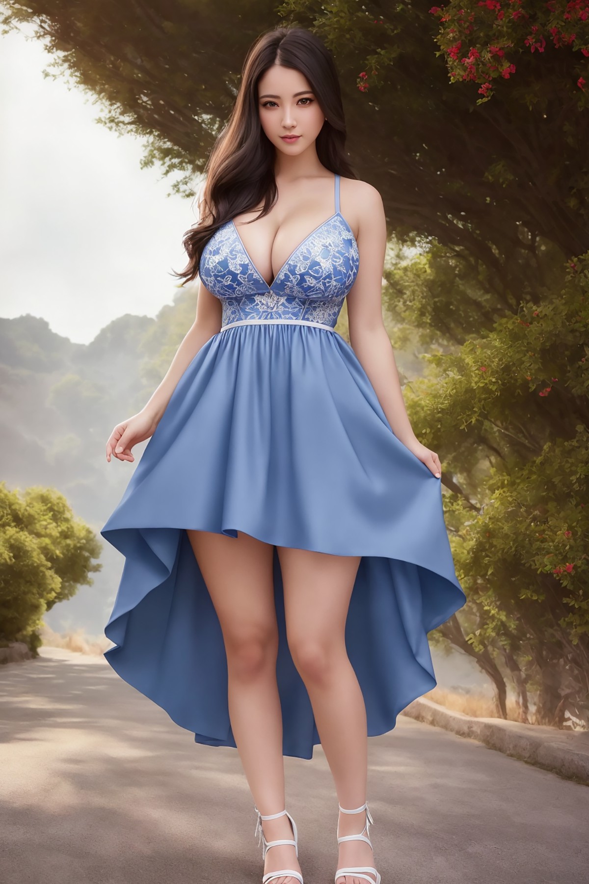 AIModel Vol.104 Blue And White Dress
