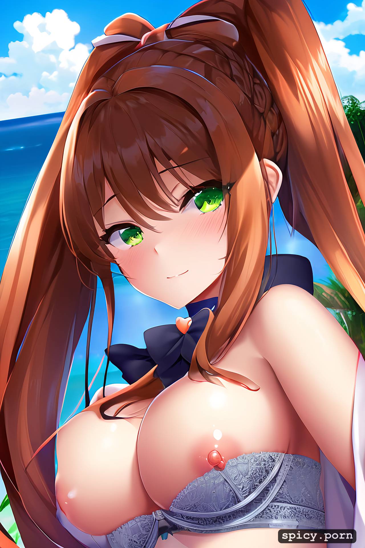 18 yo, green eyes, doki doki literature club monika, only one person on the