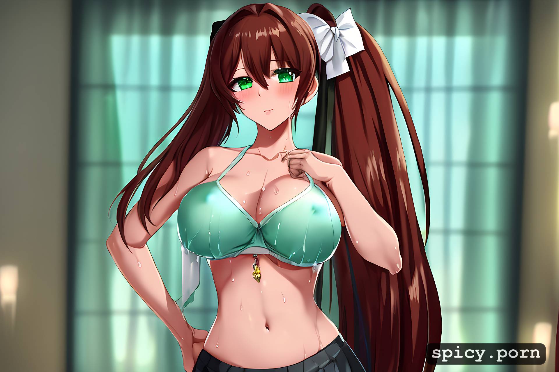 18 yo, green eyes, doki doki literature club monika, only one person on the