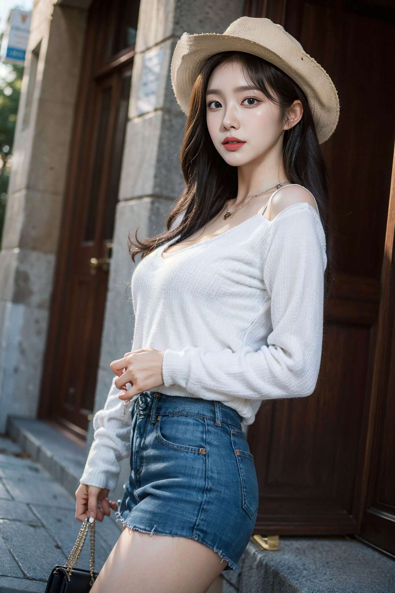 girl with a fashionable hat