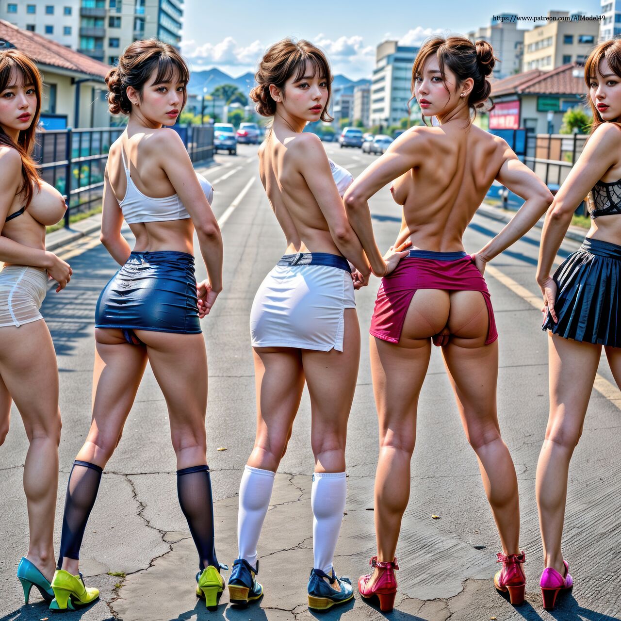 Aaliyah Illustration AI-092 ❤Group Of Car Show Girls❤