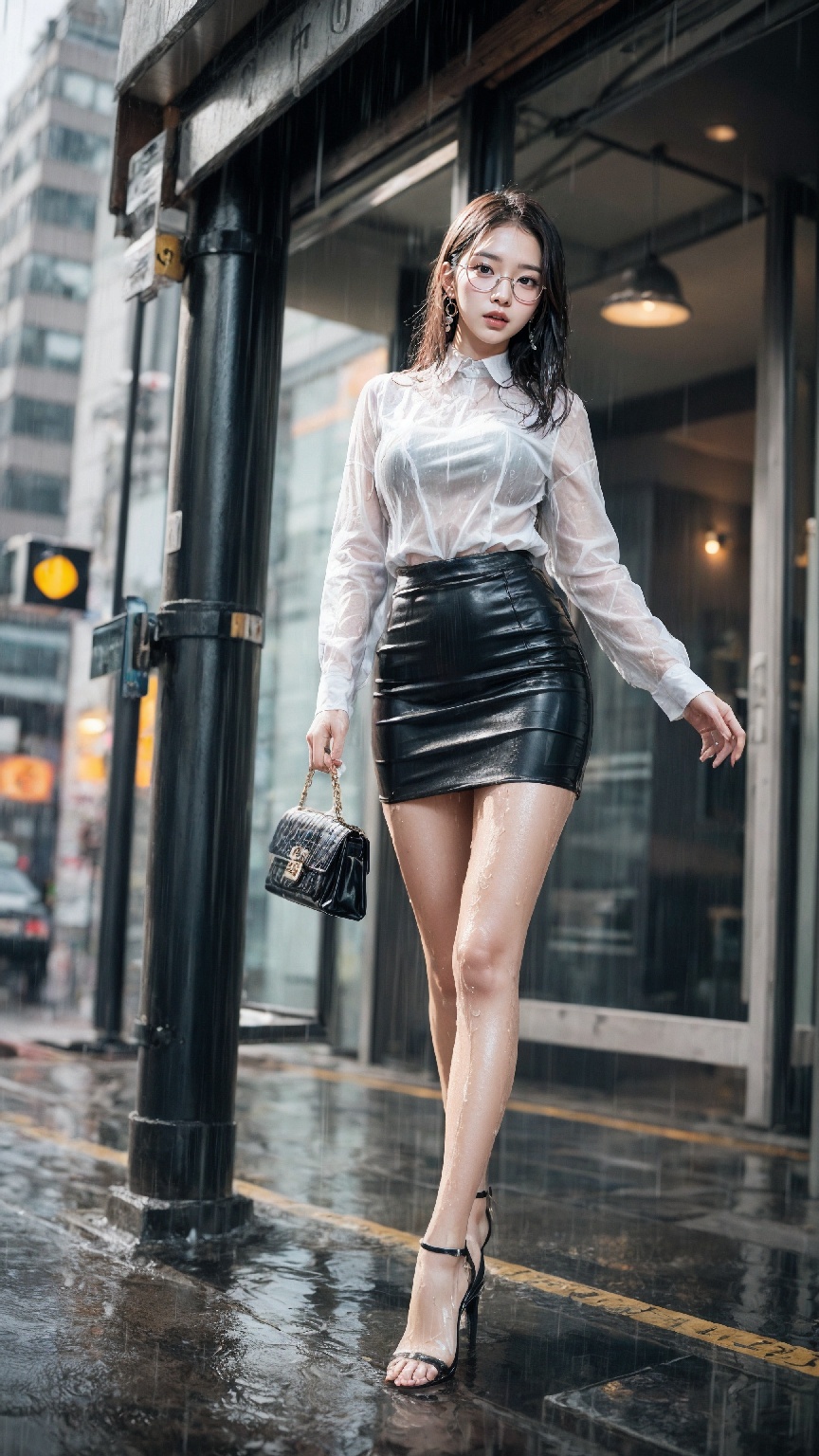 office worker on a rainy day