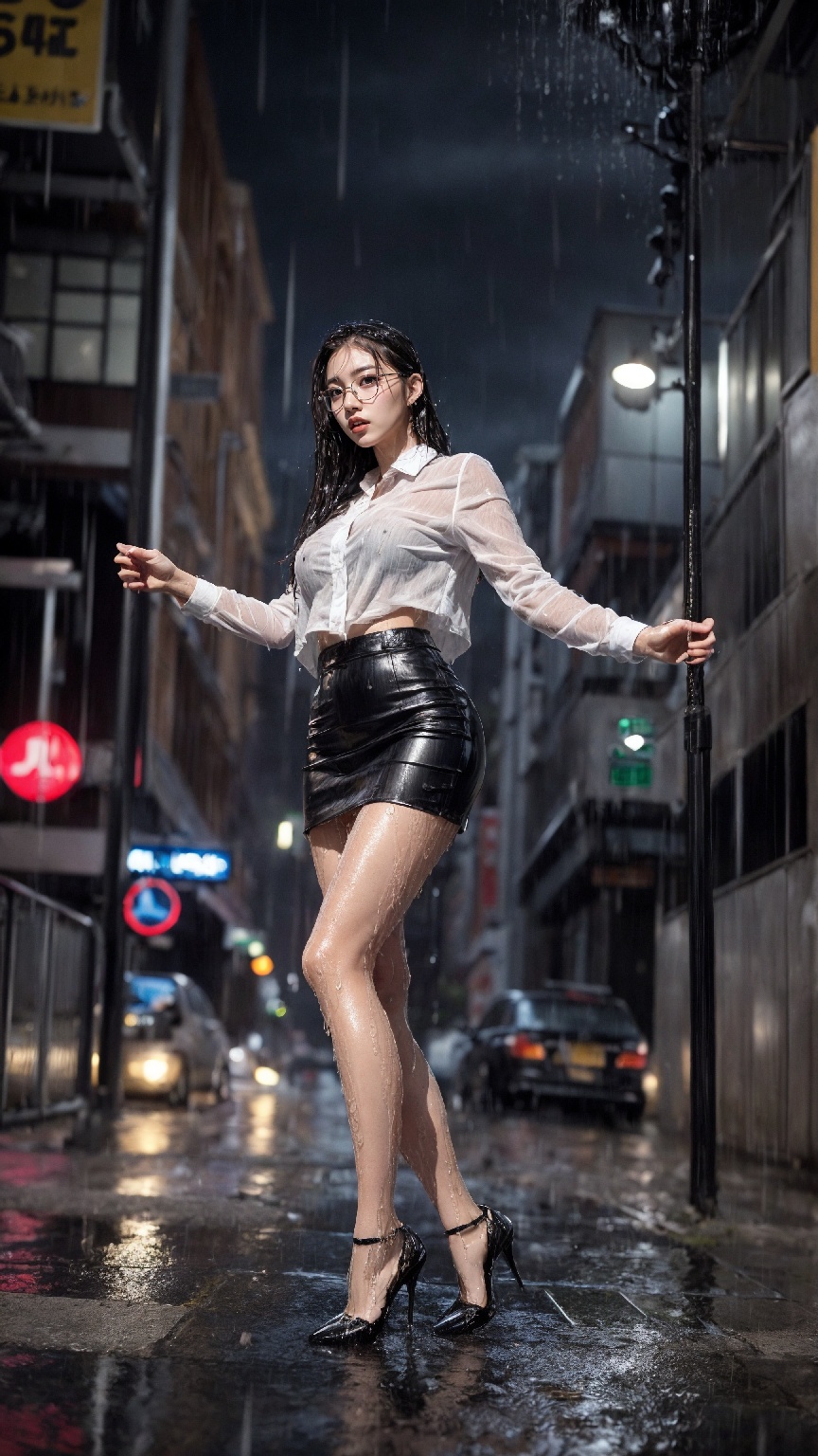 office worker on a rainy day