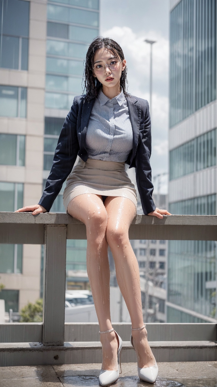 office worker on a rainy day