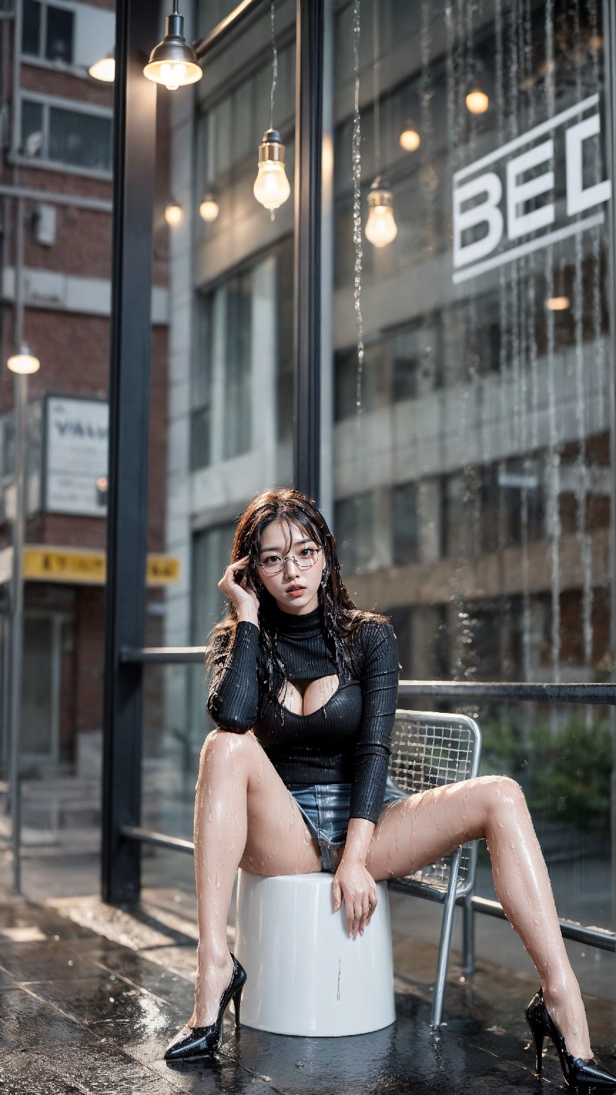 office worker on a rainy day