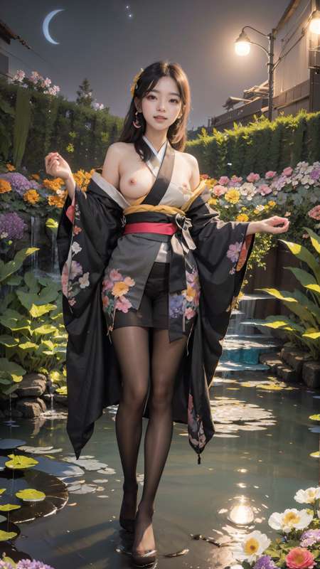 kimono in night garden