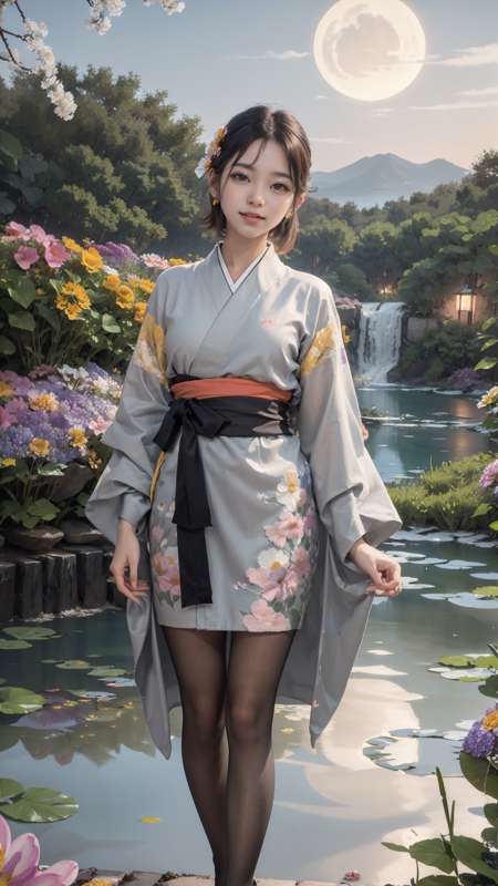 kimono in night garden