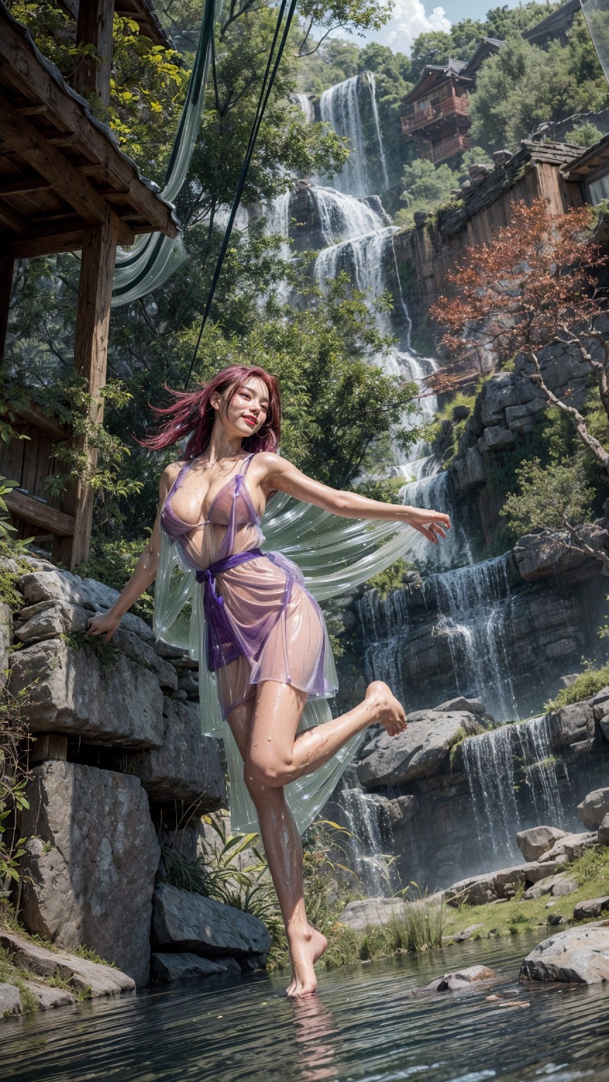 See-through dress under the waterfall1