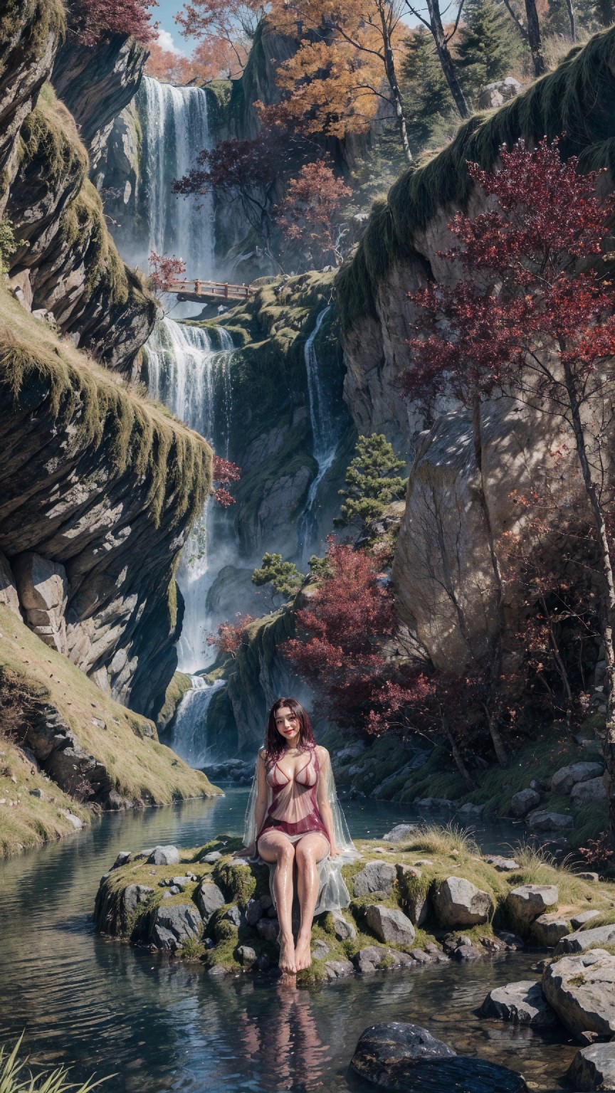 See-through dress under the waterfall1