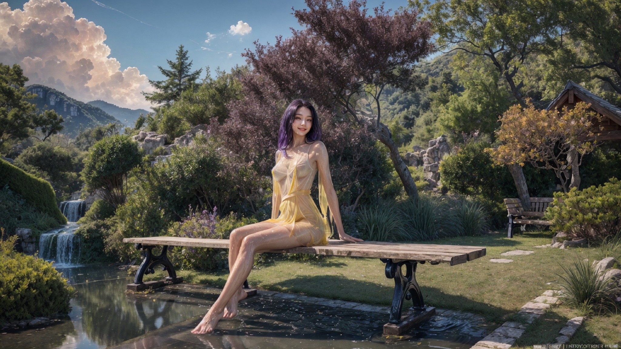 See-through dress under the waterfall1