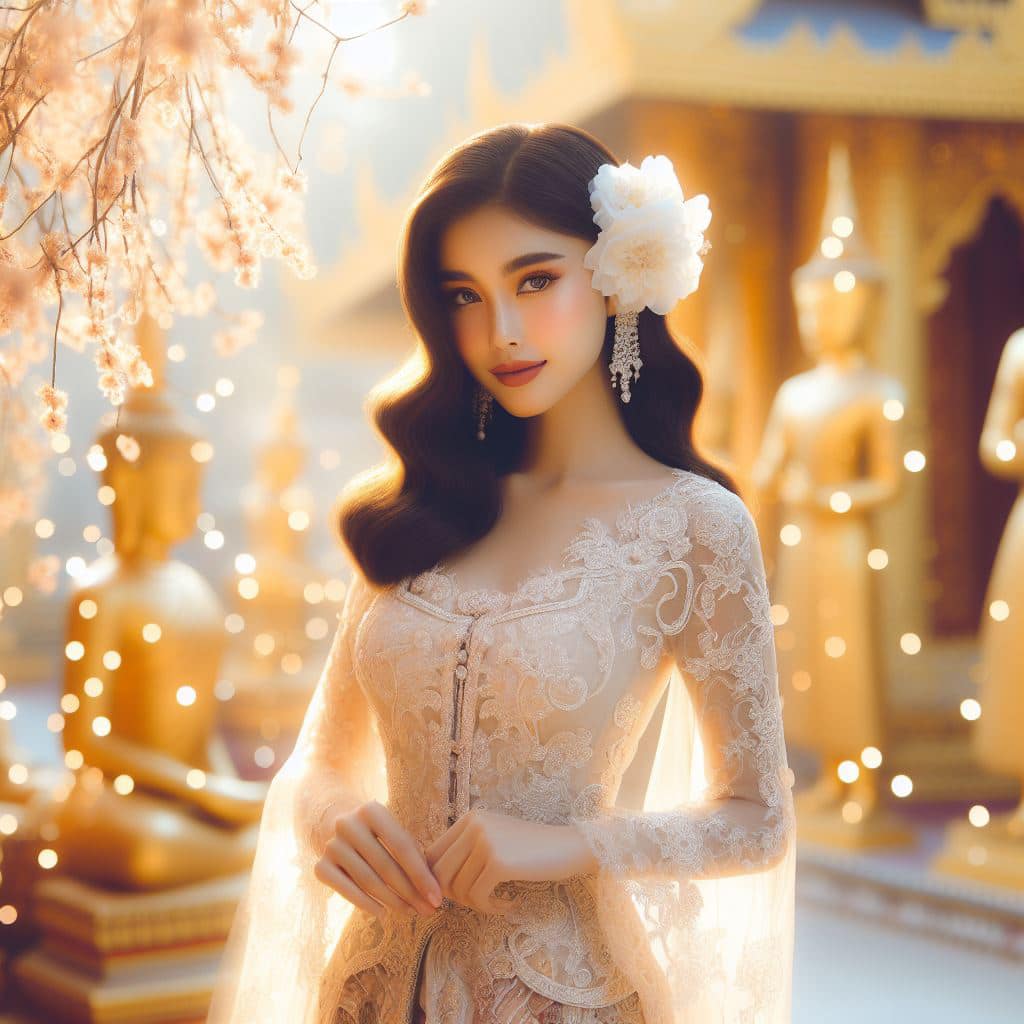 緬甸佛教之美～穿戴傳統服飾的緬甸美女
