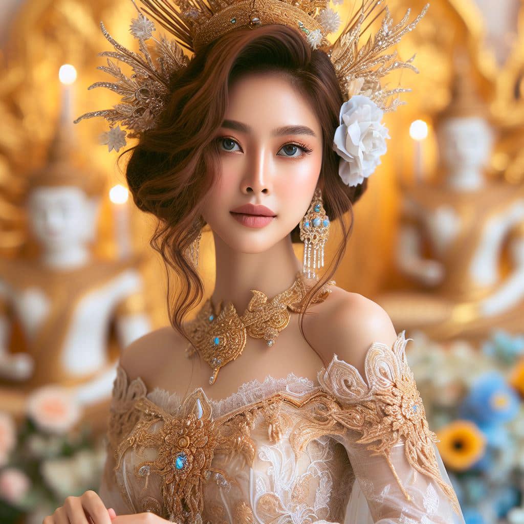 緬甸佛教之美～穿戴傳統服飾的緬甸美女