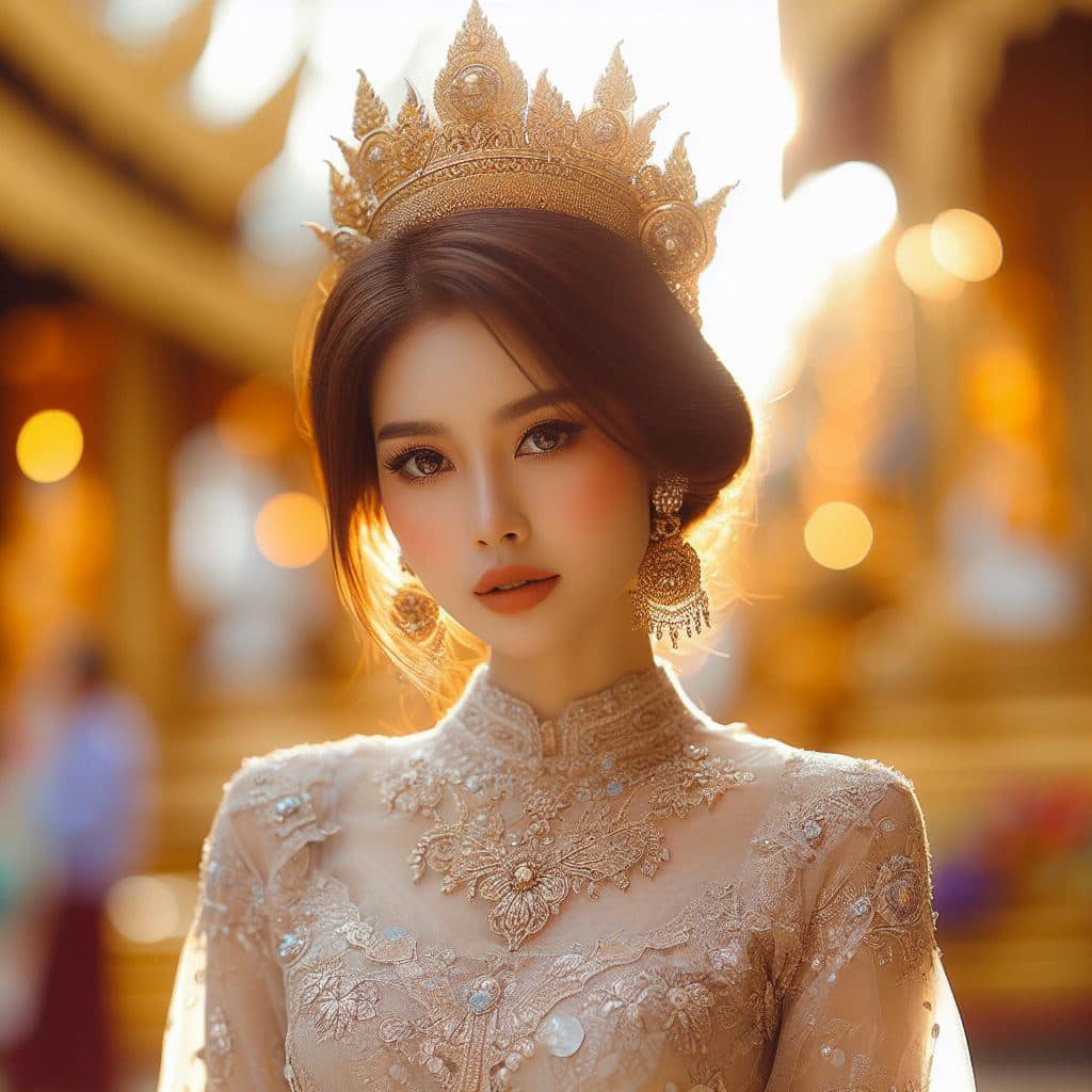 緬甸佛教之美～穿戴傳統服飾的緬甸美女