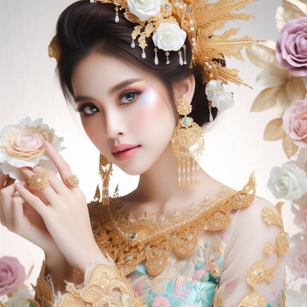 緬甸佛教之美～穿戴傳統服飾的緬甸美女