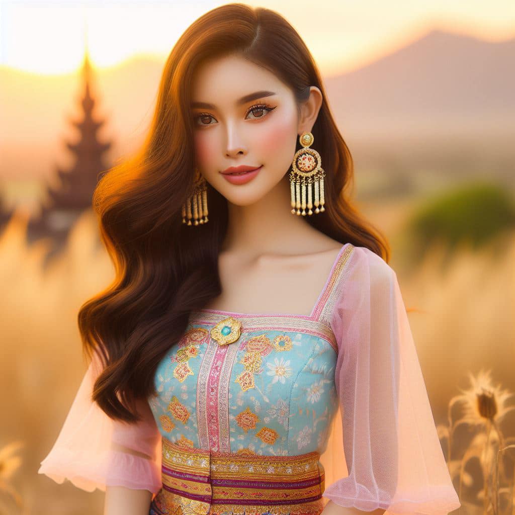 緬甸佛教之美～穿戴傳統服飾的緬甸美女
