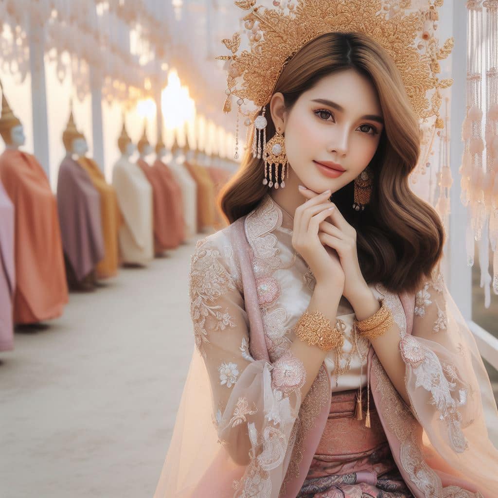 緬甸佛教之美～穿戴傳統服飾的緬甸美女