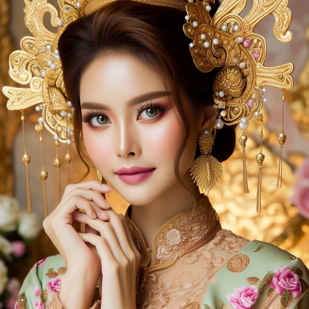 緬甸佛教之美～穿戴傳統服飾的緬甸美女