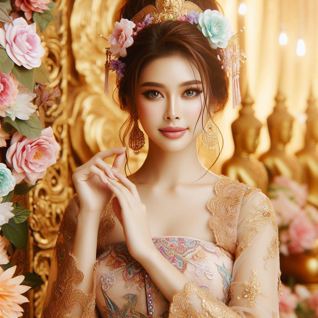 緬甸佛教之美～穿戴傳統服飾的緬甸美女