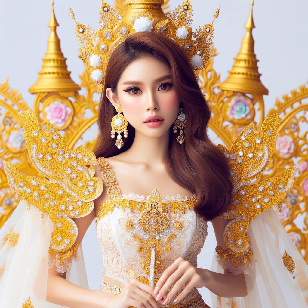 緬甸佛教之美～穿戴傳統服飾的緬甸美女