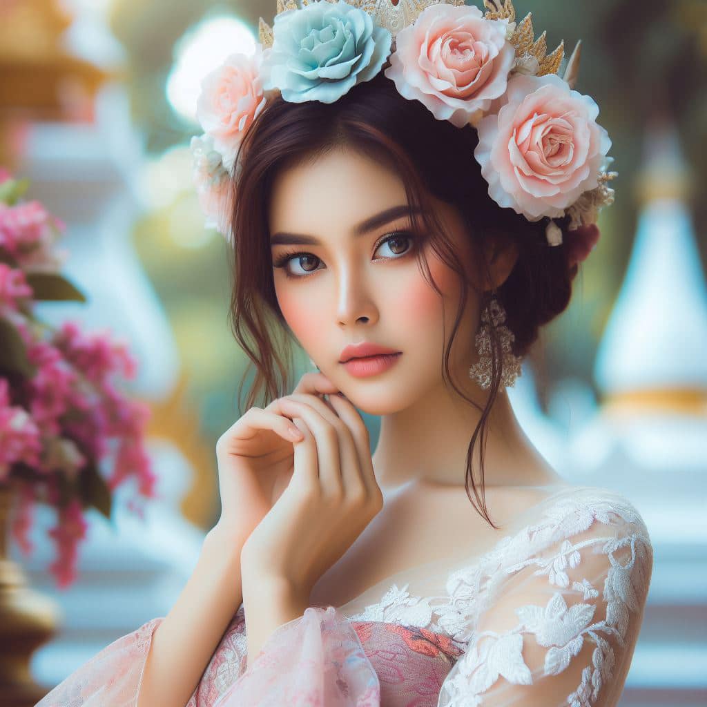 緬甸佛教之美～穿戴傳統服飾的緬甸美女