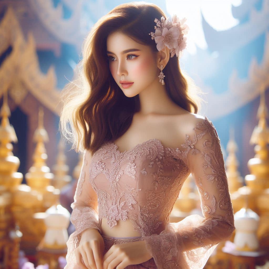 緬甸佛教之美～穿戴傳統服飾的緬甸美女