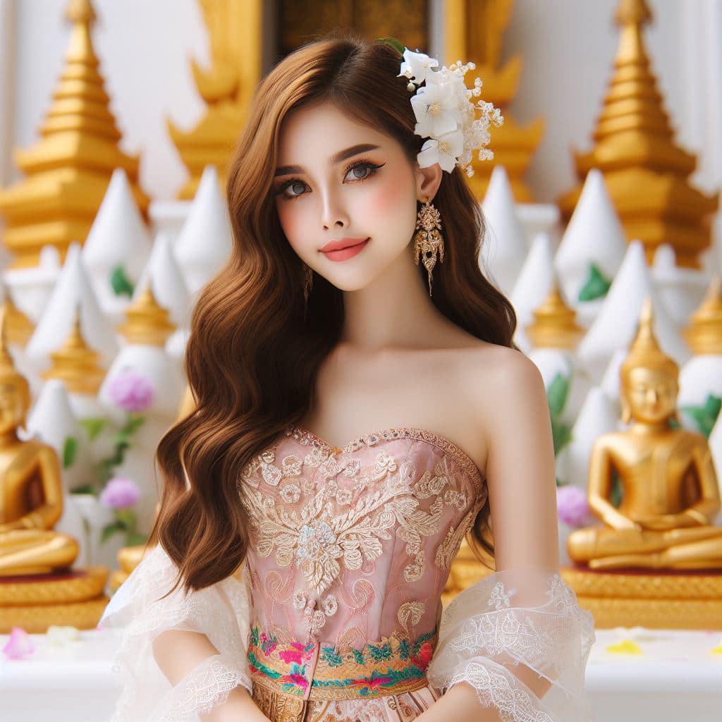 緬甸佛教之美～穿戴傳統服飾的緬甸美女