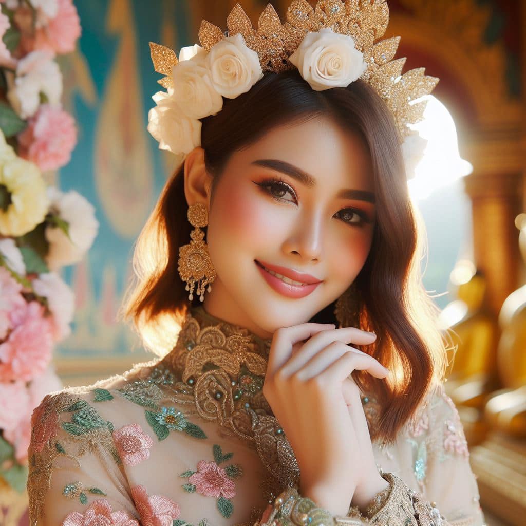 緬甸佛教之美～穿戴傳統服飾的緬甸美女