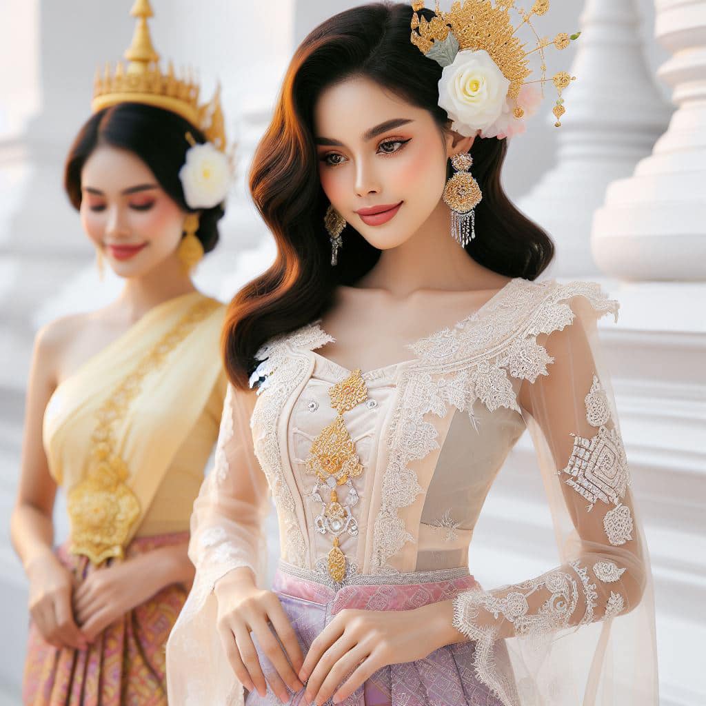 緬甸佛教之美～穿戴傳統服飾的緬甸美女