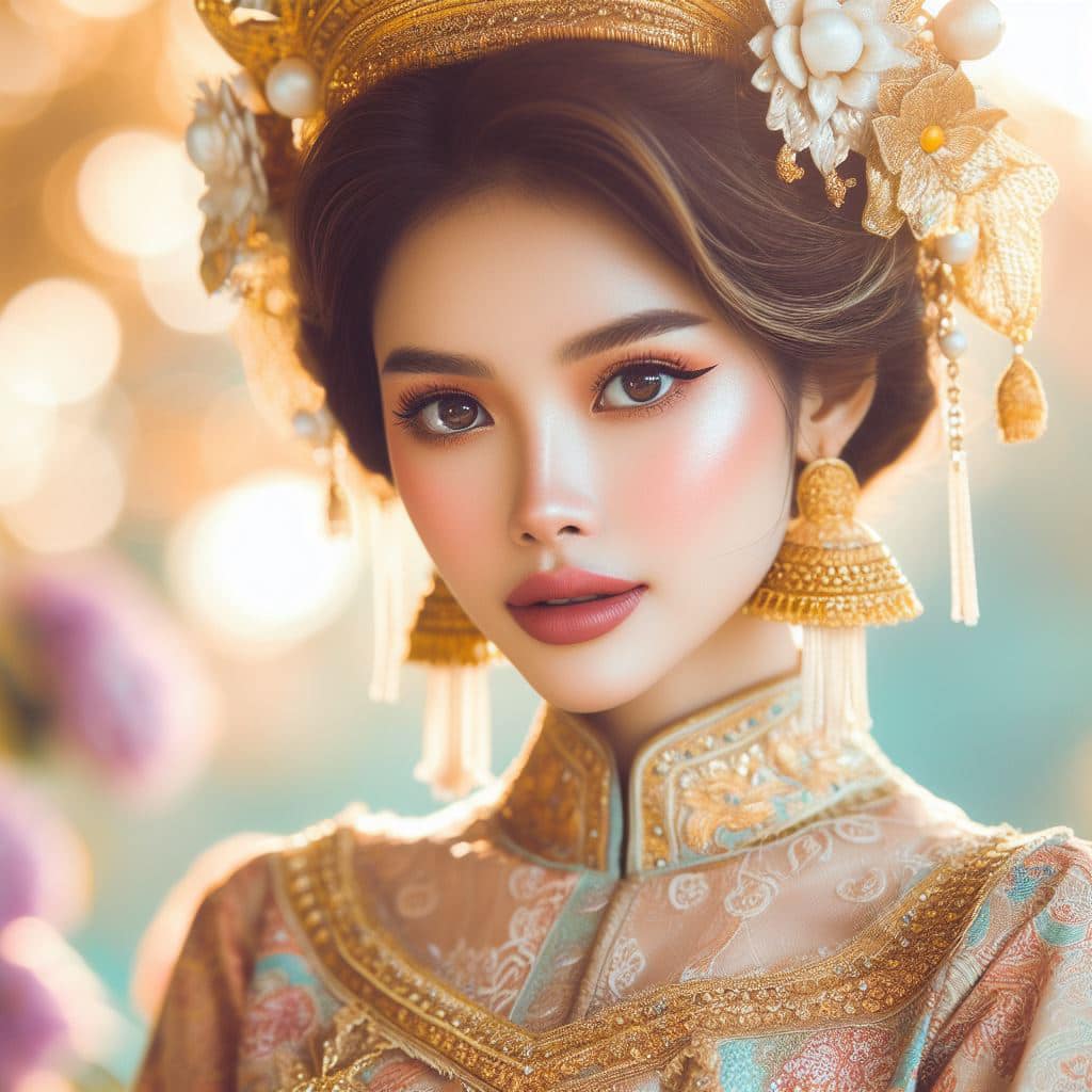 緬甸佛教之美～穿戴傳統服飾的緬甸美女