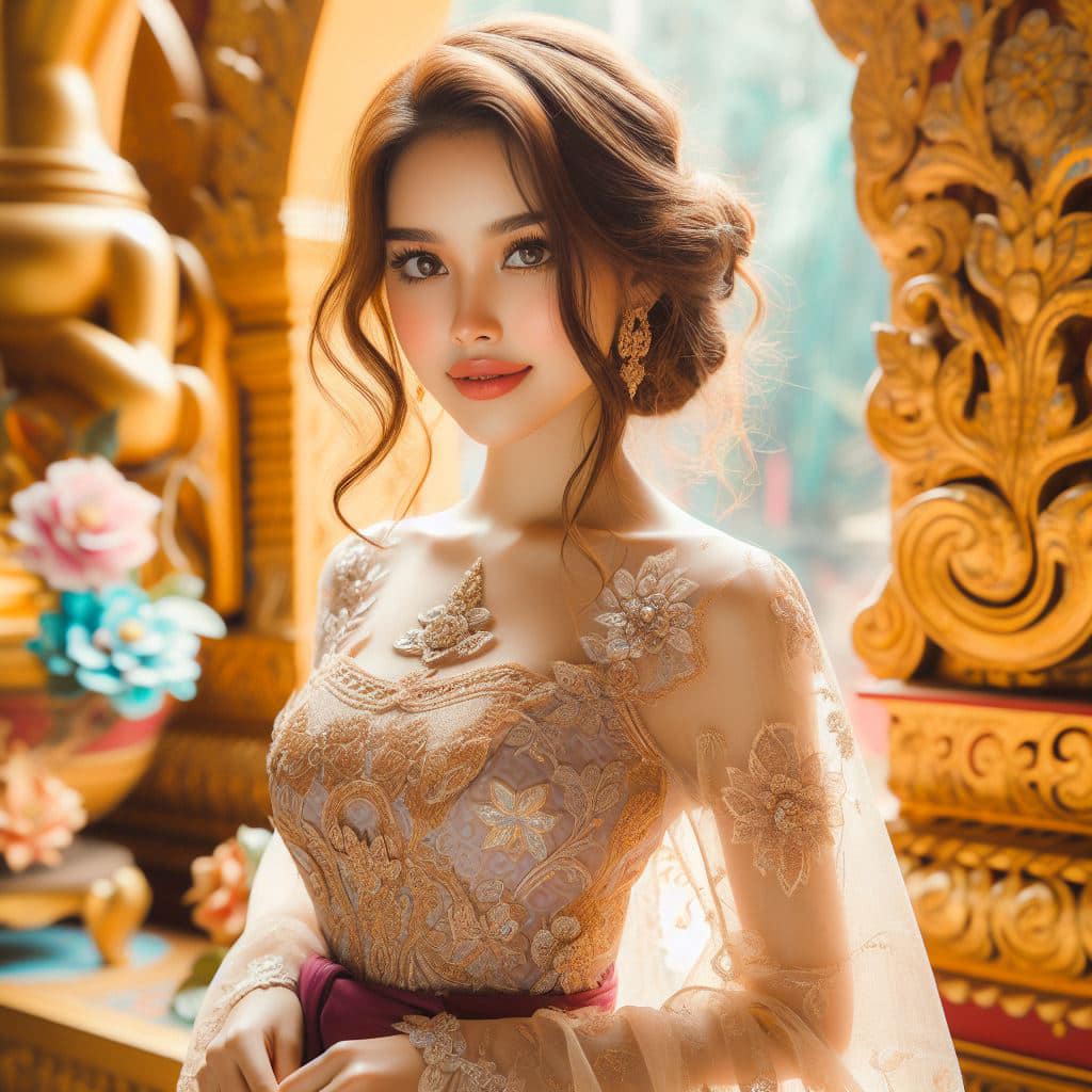 緬甸佛教之美～穿戴傳統服飾的緬甸美女