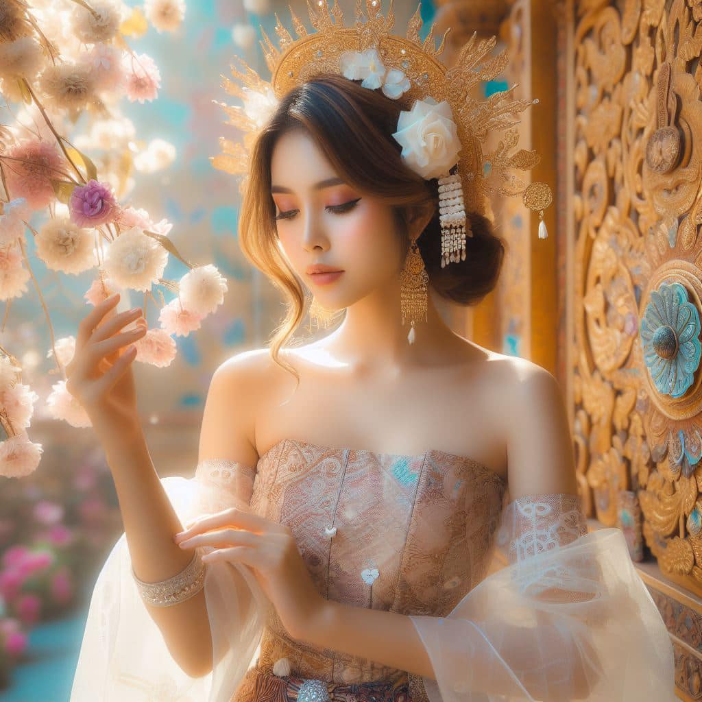 緬甸佛教之美～穿戴傳統服飾的緬甸美女