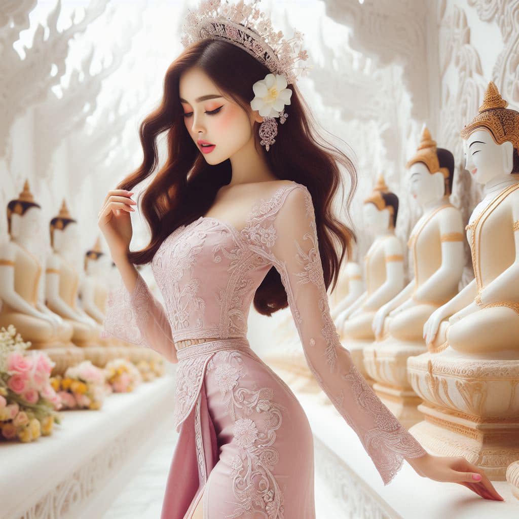緬甸佛教之美～穿戴傳統服飾的緬甸美女